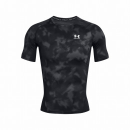 Pánske funkčné tričko Under Armour HG Armour Printed SS čierna/sivá Black/White