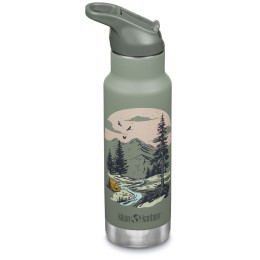 Detská termoska Klean Kanteen Insulated Kid Classic Narrow 12oz (w/Flip Seal Sport Cap) zelená mountain scape