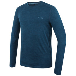 Pánske tričko MOOA MerinoSilk 160 long modrá lagoon blue melange