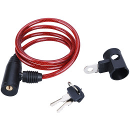 Zámok na bicykel Extol lanko, 6x1000 mm červená Red