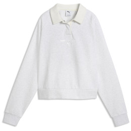 Dámska mikina Puma CLASS Relaxed Longsleeve Polo FL biela White Glow Heather