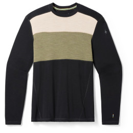 Pánske funkčné tričko Smartwool M Classic Thermal Mrn Bl Colorbl Crew B čierna Black-Winter Moss