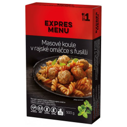 Hotové jedlo Expres menu Masové koule v rajské omáčce s fusilli