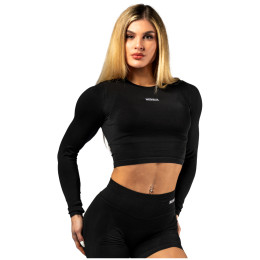 Dámsky top Nebbia Seamless Long Sleeve Crop Top Power čierna BLACK
