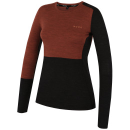 Dámske tričko MOOA MerinoSilk Block 160 long oranžová cinnamon melange