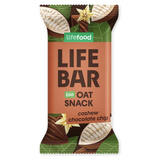 Tyčinka Lifefood Lifebar Oat Snack s kousky čokolády a kešu BIO 40 g