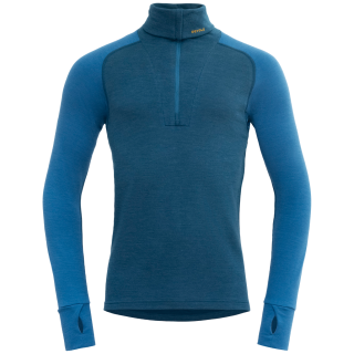 Pánske funkčné tričko Devold Expedition Merino Silk Zip Man modrá FLOOD/BLUE