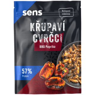 Jedlé cvrčky Sens Chrumkavé a pražené cvrčky - BBQ Paprika 16 g