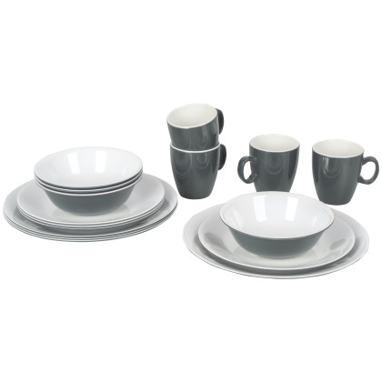 Sada riadov Bo-Camp Tableware Two tone - 16ks sivá Grey