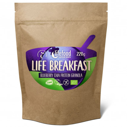 Granola Lifefood Life Breakfast Bio Raw čučoriedková s chia semínky