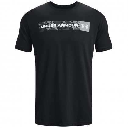 Pánske tričko Under Armour Camo Chest Stripe SS čierna/biela Black / / White