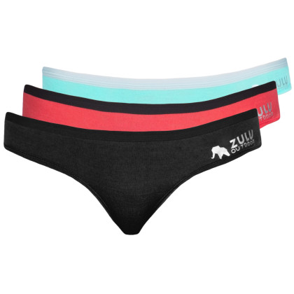 Dámske nohavičky Zulu Merino 160 Comfort 3 pack mix1 black+coral/black+aqua/grey