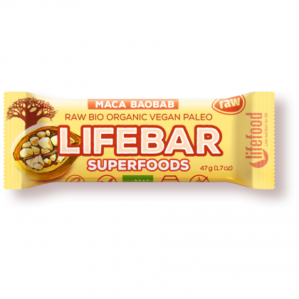 Tyčinka Lifefood Čerešňová Maca Baobab RAW BIO