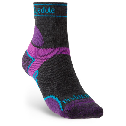 Dámske ponožky Bridgedale LW T2 MS 3/4 Crew Women's čierna/fialová Charcoal/Purple/