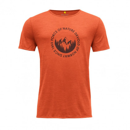 Pánske funkčné tričko Devold Leira Merino 130 Tee Man oranžová Brick