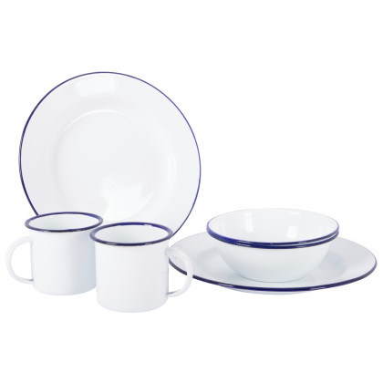 Sada riadov Bo-Camp Tableware enamel 6 pcs biela/modrá Blue