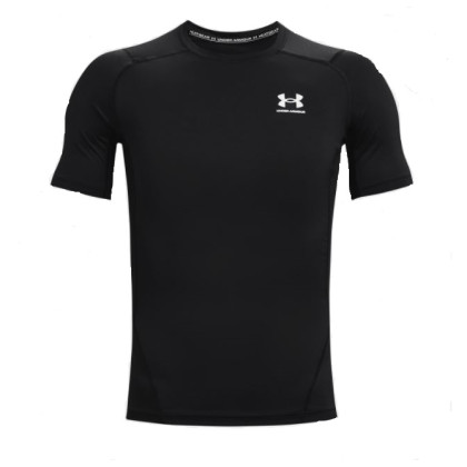 Pánske funkčné tričko Under Armour HG Armour Comp SS čierna Black//White