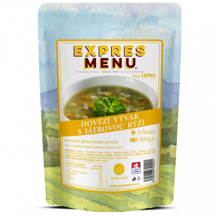 Expres menu Hovädzia polievka s pečeňovou ryžou (1 porcia)