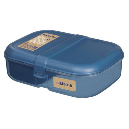 Box na desiatu Sistema OBP To Go Tříkomorová krabička s nádobou na jogurt 1,1 l modrá