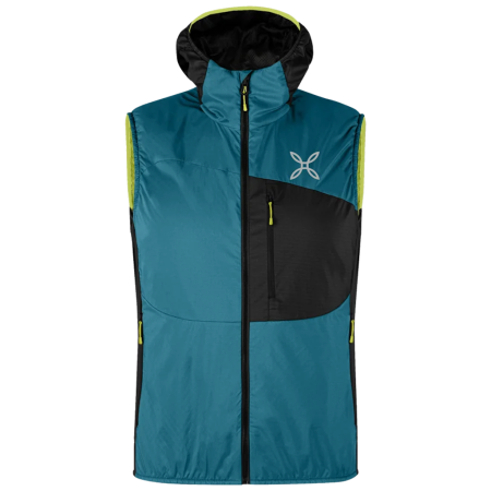 Pánska vesta Montura Traccia Octa Hooded Vest čierna/tyrkysová SteelBlue/SunnyLime