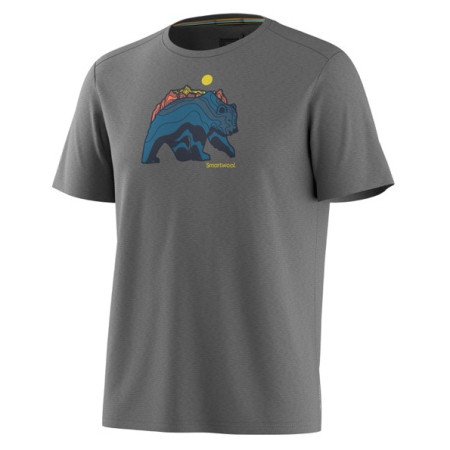 Pánske funkčné tričko Smartwool Men's Bear Strata Active Short Sleeve Graphic Tee sivá LT Gry H