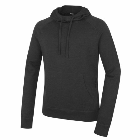 Pánska mikina MOOA Merino Hoodie čierna black melange