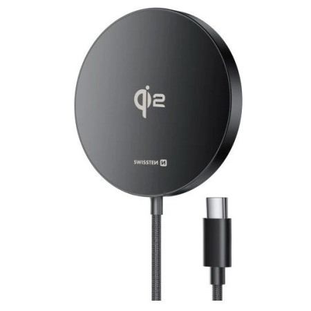 Bezdrôtová nabíjačka Swissten MagPuck čierna