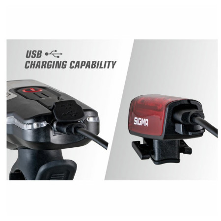 Predné/zadné svetlo Sigma Aura 80 USB + Blaze