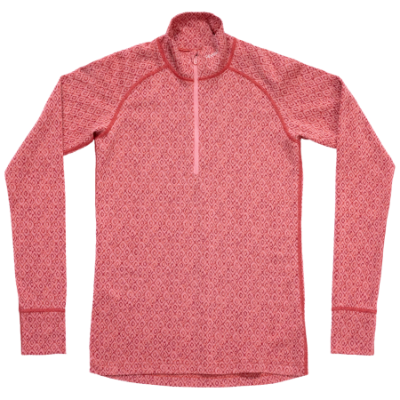 Dámske funkčné tričko Devold Signature Silk 230 Zip Wmn ružová Apricot