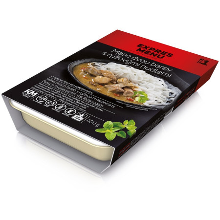 Expres menu Mäso dvoch farieb, ryžové rezance 400 g