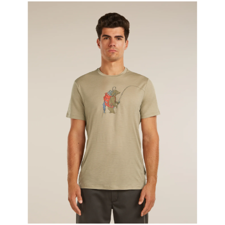 Pánske funkčné tričko Icebreaker Merino 150 Tech Lite SS Tee Bear Catch béžová FLAGSTONE