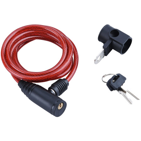 Zámok na bicykel Extol lanko, 6x1500 mm červená Red