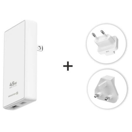 Adaptér Swissten World Travel Charger 45W GaN USB-C + USB-A