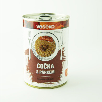 Hlavné jedlo VESEKO Čočka s párkem