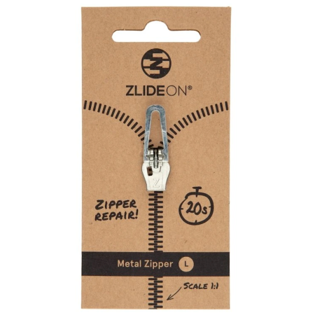 Náhradný zips ZlideOn Opravný jezdec pro kovové zipy - L strieborná silver