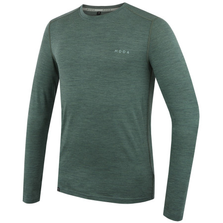 Pánske tričko MOOA MerinoSilk 160 long zelená green melange