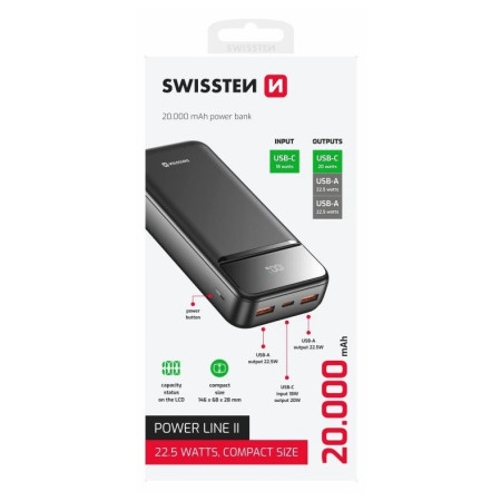 Powerbanka Swissten Power Line II 20000 mAh