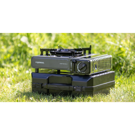 Plynový varič Campingaz Bistro 3 - černý, uložení náhradní CV, 2 pojistky