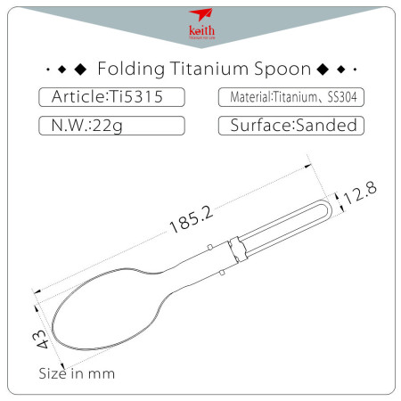 Lyžica Keith Titanium Folding Titanium Spoon