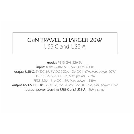 Nabíjačka Swissten TRAVEL CHARGER GaN 1x USB-C 20W PD AND 1x USB-A 18W QC