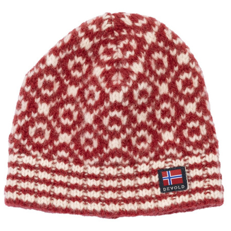 Zimná čiapka Devold Svalbard Wool Beanie červená/biela HINDBERRY/OFFWHITE