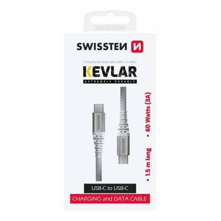 Kábel Swissten Kevlar USB C / USB C 1,5 m