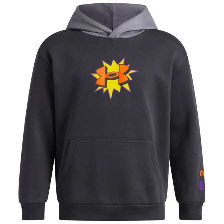 Detská mikina Under Armour UA B Rival FLC Graphics Hd Anthracite sivá Anthracite / Titan Gray / Outrageous Orange