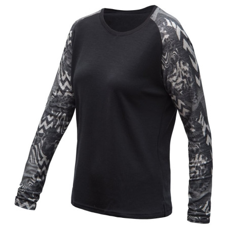 Dámské funkční triko s dlouhým rukávem Sensor Merino Blend Impress čierna/sivá černá/zebra