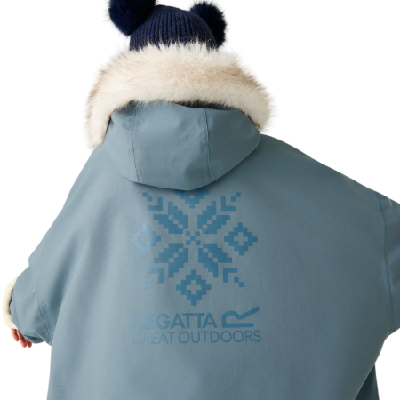 Detský nepremokavý kabát Regatta Junior Waterproof Changing Robe Pro Grey Mirage