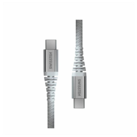 Kábel Swissten Kevlar USB C / USB C 1,5 m biela white