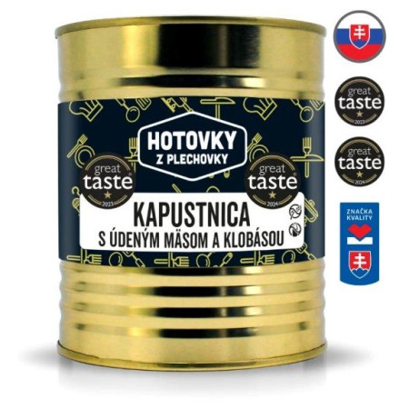 Polievka Hotovky z plechovky Kapustnica s údeným mäsom a klobásou 800ml