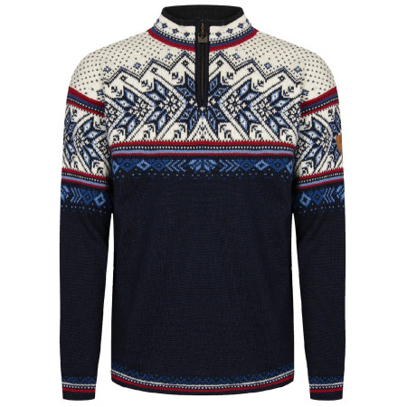 Pánsky sveter Dale of Norway Vail Masc Sweater tmavomodrá Midnightnavy Redrose Offwhite