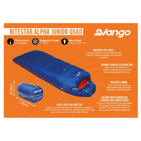 Detský spacák Vango Nitestar Alpha Junior Quad