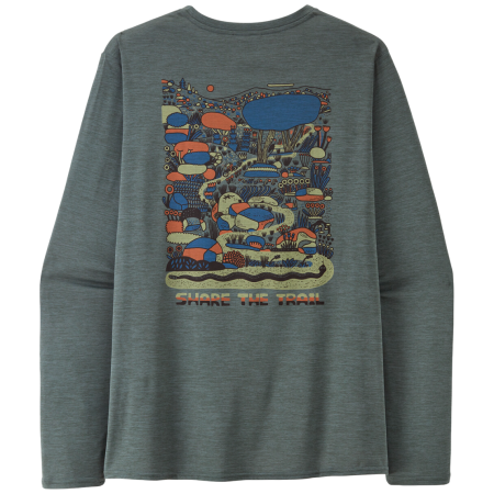 Pánske tričko Patagonia M's L/S Cap Cool Daily Graphic Shirt - Lands zelená Commontrail: Nouveau Green X-Dye